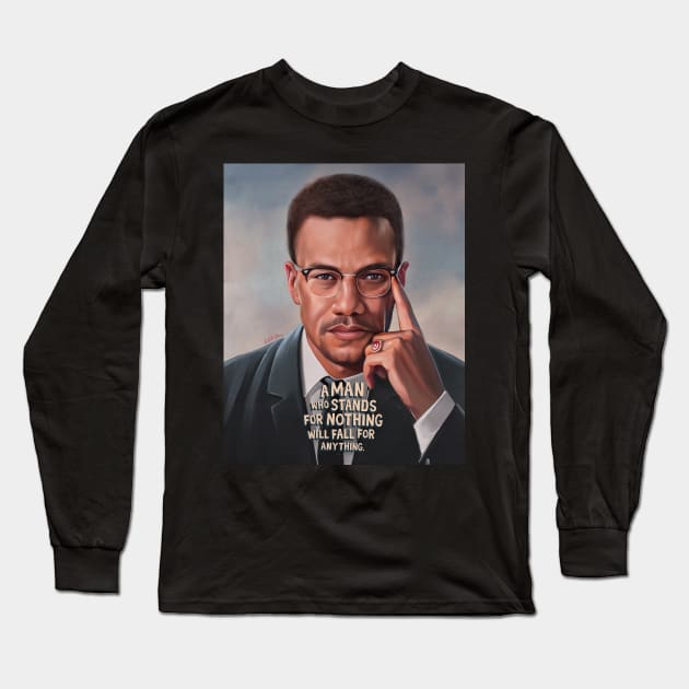 Malcolm X Long Sleeve T-Shirt by Art Simpson